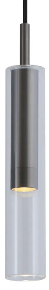 Modern fegyverszürke spotlámpa átlátszó üveggel 1 fázisú sínrendszerhez - Slimline Loyce