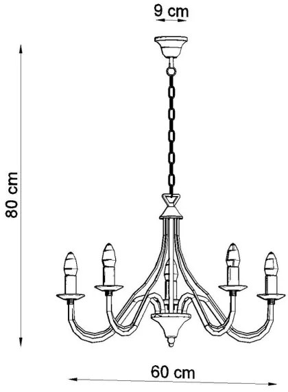 Csillár láncon MINERWA 5 5xE14/40W/230V fehér