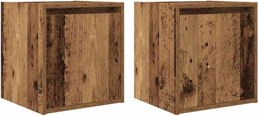 vidaXL 2 db antik fa színű falra szerelhető éjjeliszekrény 38x34x40 cm