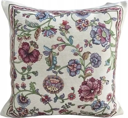 Dekoratív díszpárnahuzat Eden 40x40 cm bordó virágok Chenille