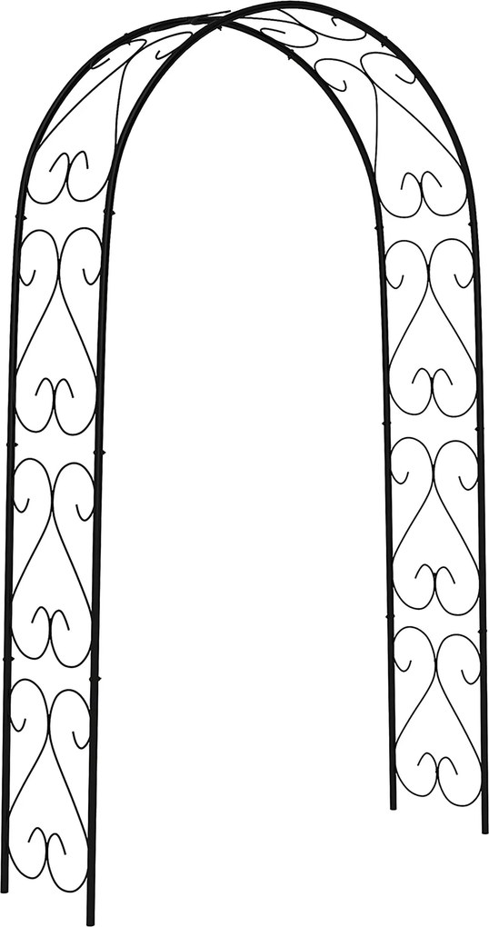 Outsunny Rózsaíves, Acél Kertíves Mászó Növényekhez, 125 x 37 x 230 cm Kert Dekoráció, Fekete | Aosom