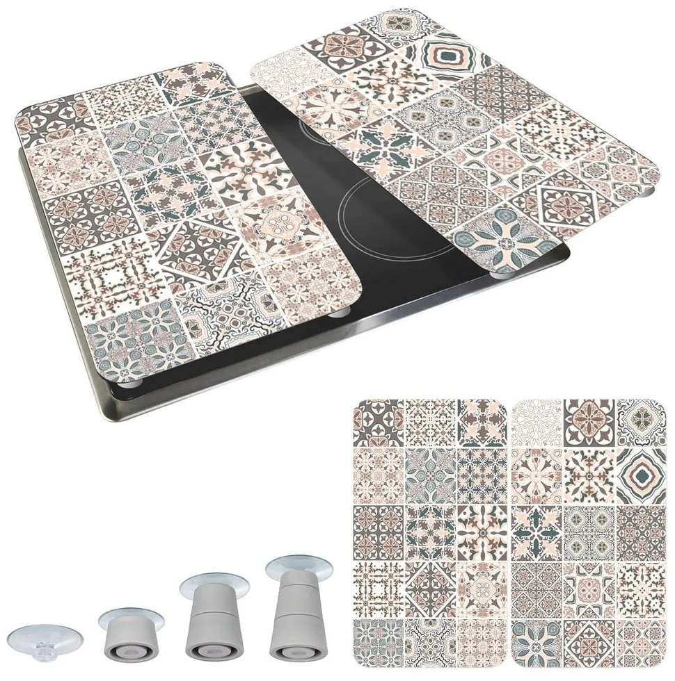 Edzett üveg tűzhely fedőlap szett 2 db-os 30x52 cm Universal Tile – Wenko