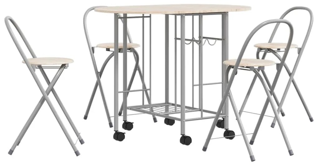 5 darabos, összecsukható MDF étkezőgarnitúra