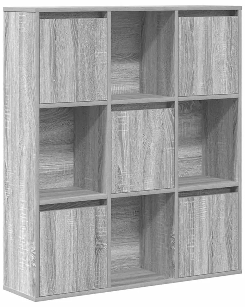 szürke sonoma színű szerelt fa könyvespolc 89x24x101,5 cm