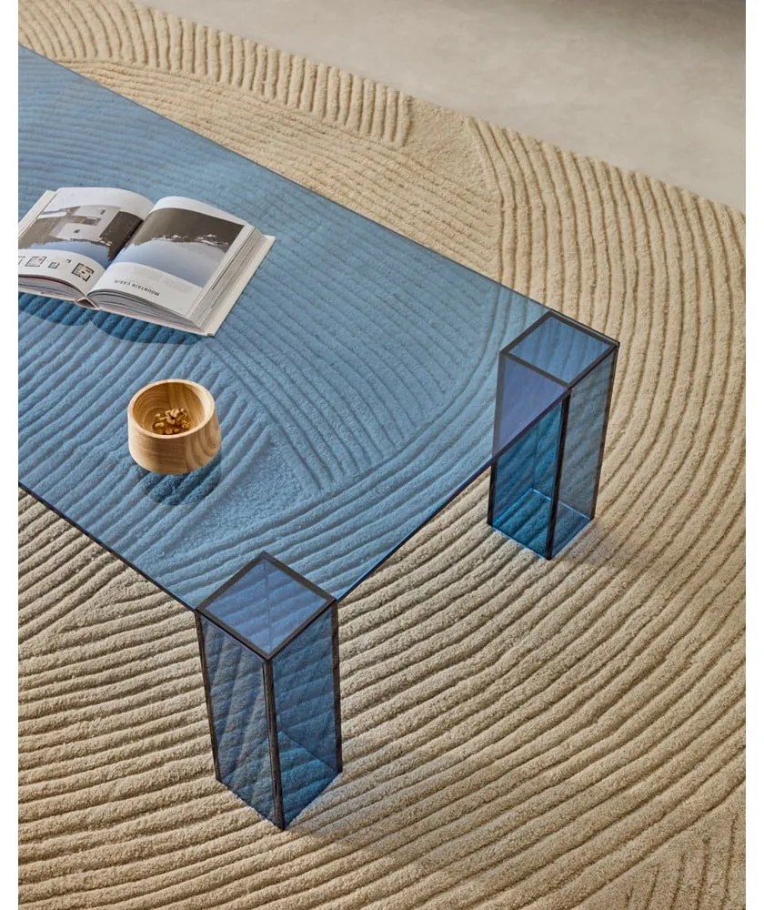 Kék üveg dohányzóasztal 60x140 cm Adularia – Kave Home