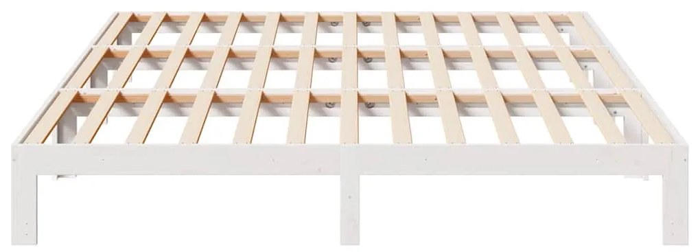 családi ágykeret matrac nélkül fehér 270x200cm tömör fa fenyőfa