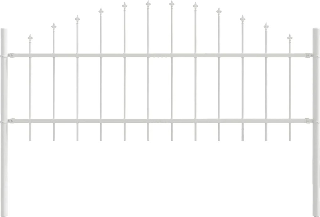 vidaXL Kerti Kerítés 7 pcs Fehér 170 x 140 cm Porszórt acél