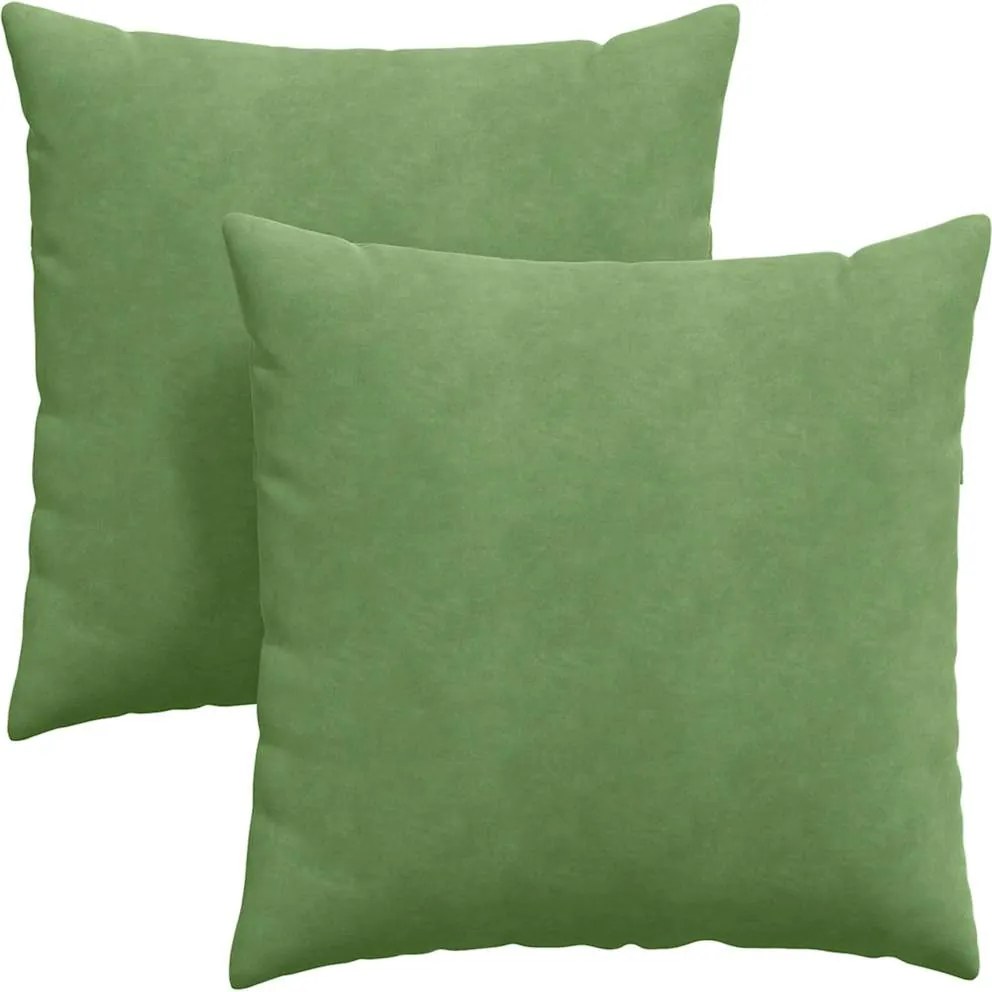 vidaXL Kanapé párnák 2 pcs Világos zöld 60 x 60 cm Bársonyos szövet