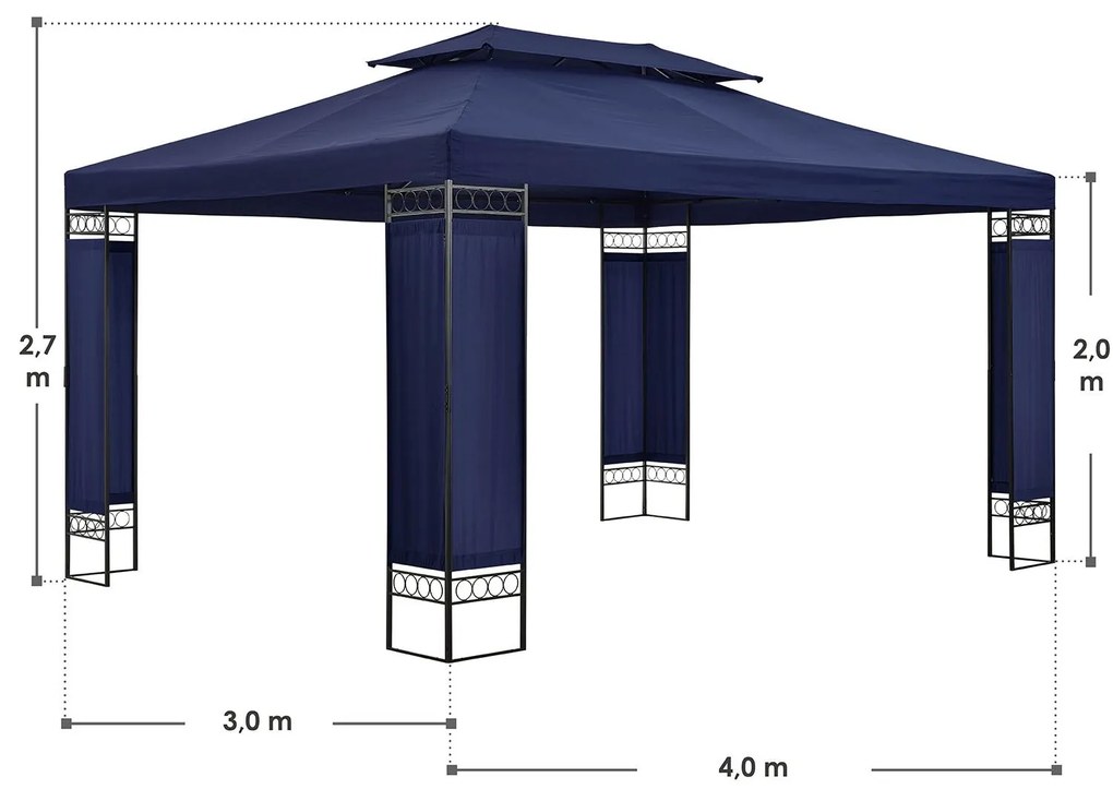 Juskys Capri kerti pavilon 3 x 4 m - sötétkék