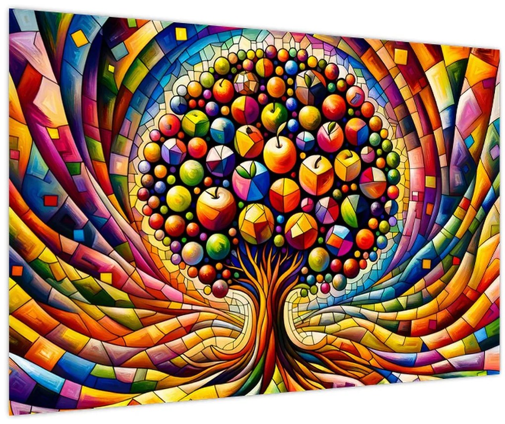 Kép – Színes fa almákkal (90x60 cm)