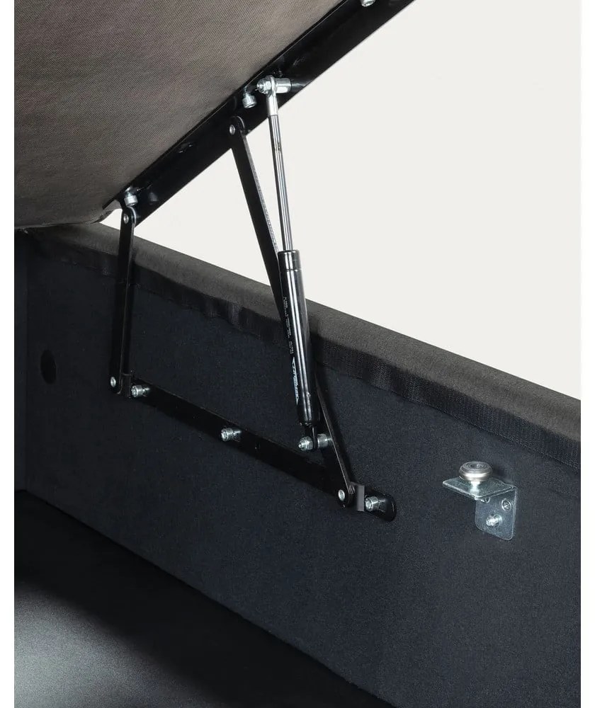 Fekete kárpitozott ágyneműtartós franciaágy 160x200 cm Matters – Kave Home