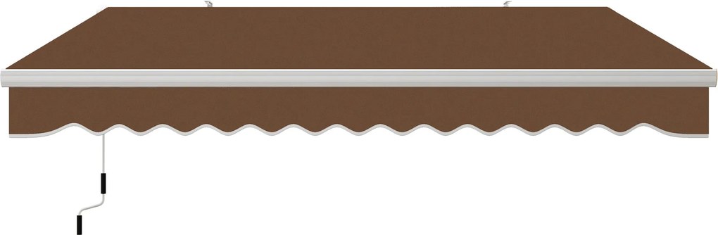 Outsunny 4x2.5m Retró Karos Napernyő, Kültéri Kurblis Napernyő Alumínium és 280g/m² Poliészterból, UV Védelemmel, Kerthez, Erkélyhez és Teraszhoz, Káv