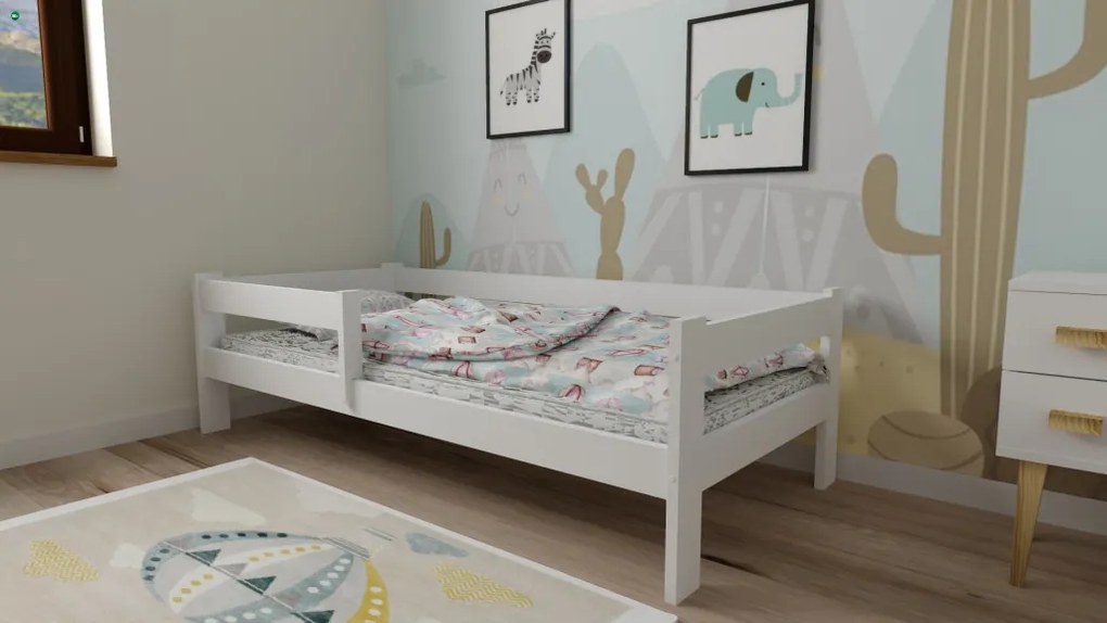 Ala fenyő gyerekágy fehér 80x180 + ajándék ágyrács