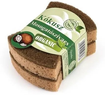 Mosogatószivacs, 2 db, BIO NATURAL, kókusz (KHK619)