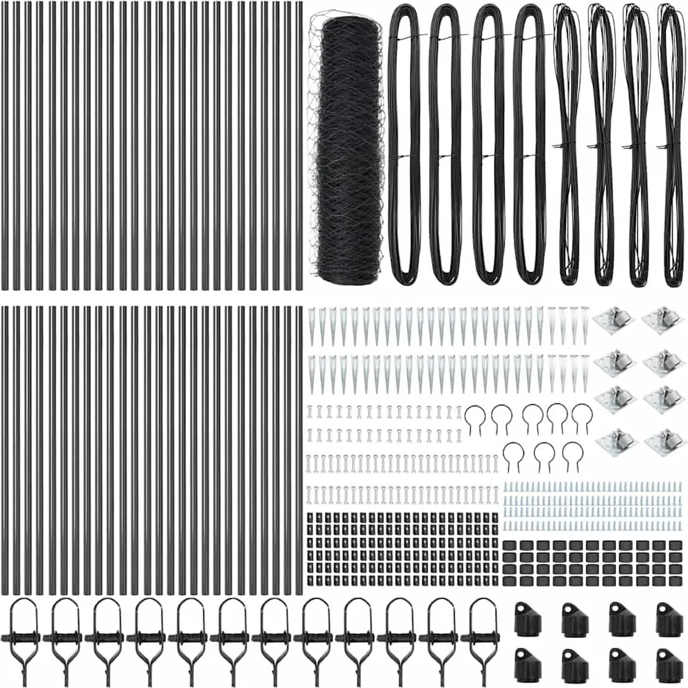 vidaXL Kerítésoszlop Szürke 100 x 0,4 m (50 mm háló) Acél és PVC