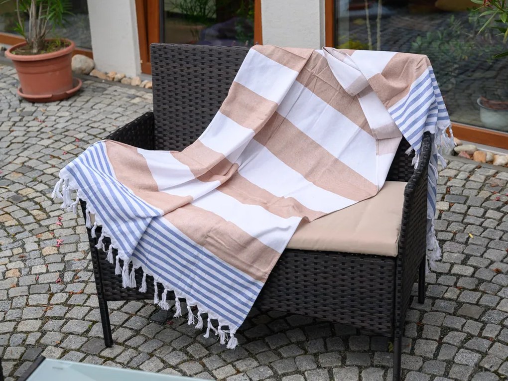 Strandtörölköző FARAO 90 x 180 cm, barna-fehér