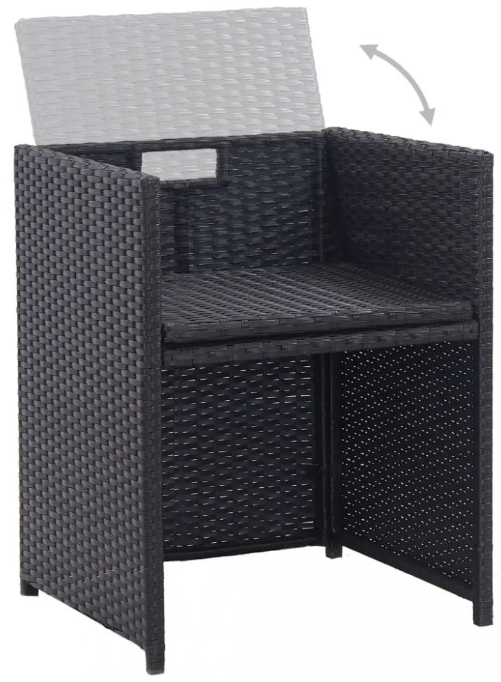 15 részes fekete polyrattan kültéri étkezőgarnitúra párnákkal