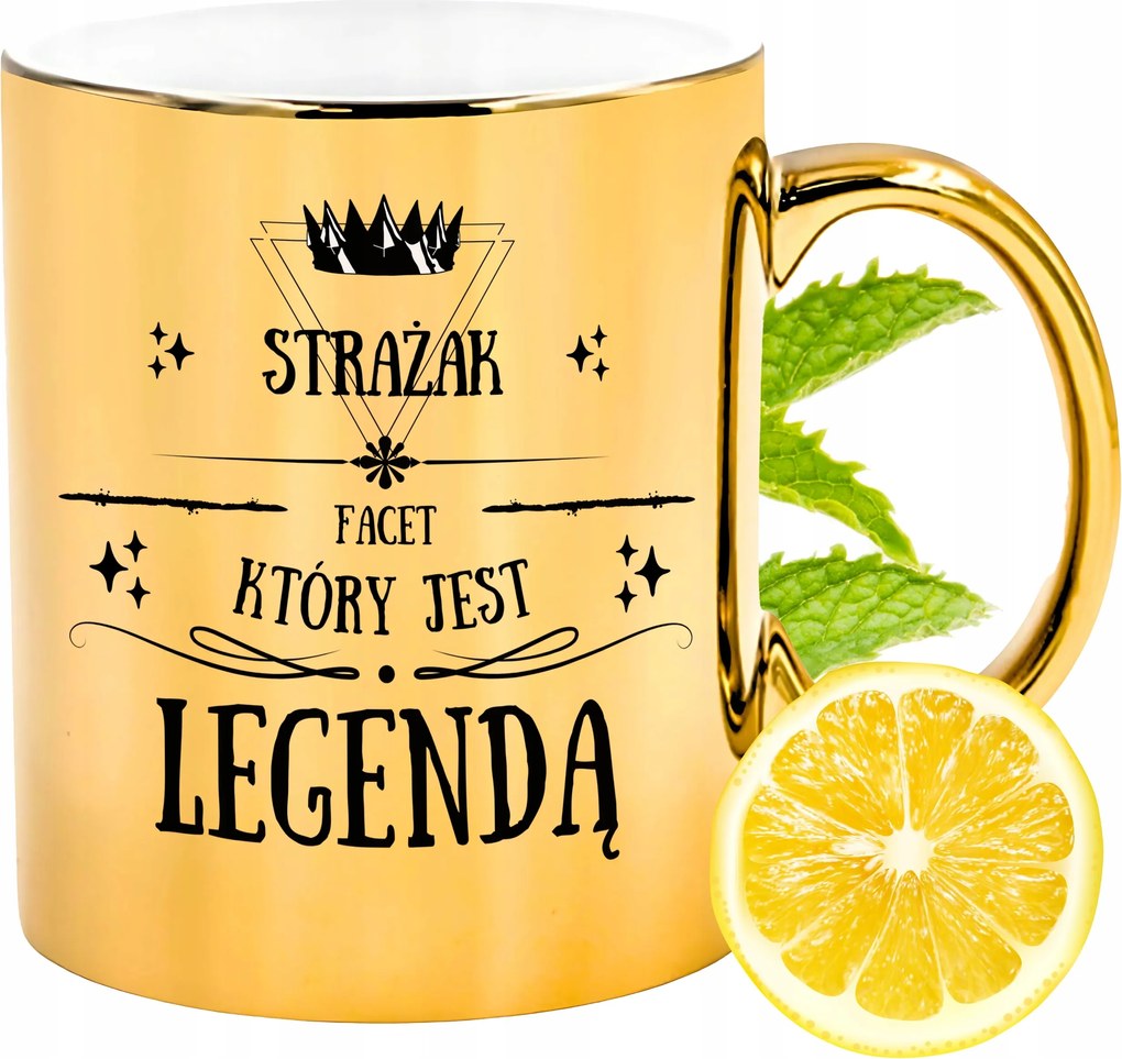 Prémium Arany Csillogó Bögre Tűzoltó Ajándék Nyomtatott Fotóval