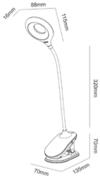 Lámpa Asztali RINGO, 4W, 200lm.DC5V, 1A, 3000K-6000K, 3-CCT, bat.1200 mAh, Ra>80, fényerő-szabályozás, fekete