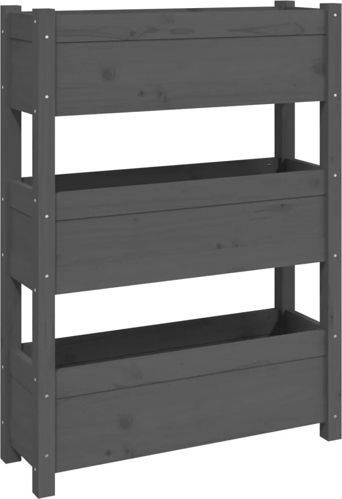 vidaXL szürke tömör fenyőfa növénytartó 77 x 25 x 104,5 cm