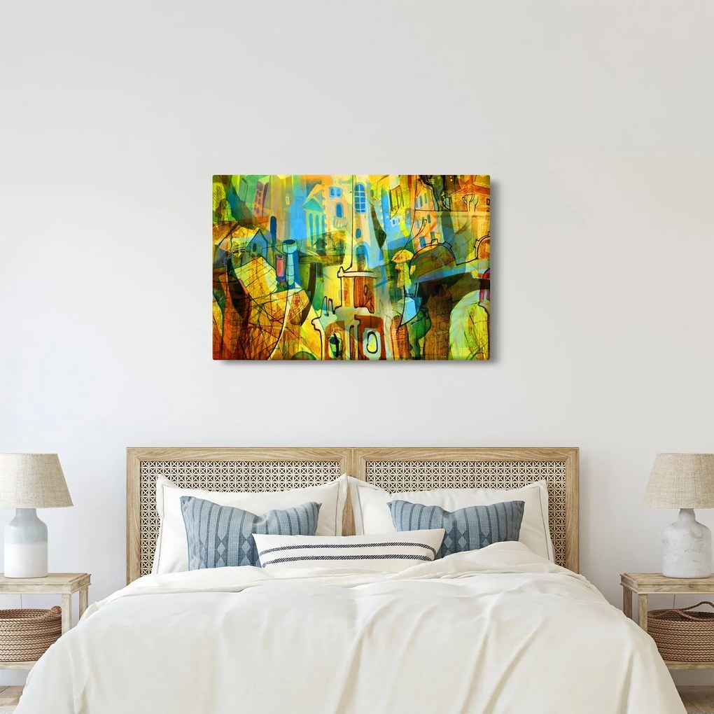 Kép - Építészet, kubista absztrakció (90x60 cm)