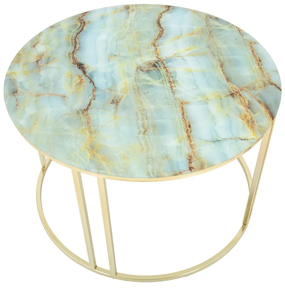 Sepa fehér és aranyszínű dohányzóasztal, ø 75 cm - Mauro Ferretti