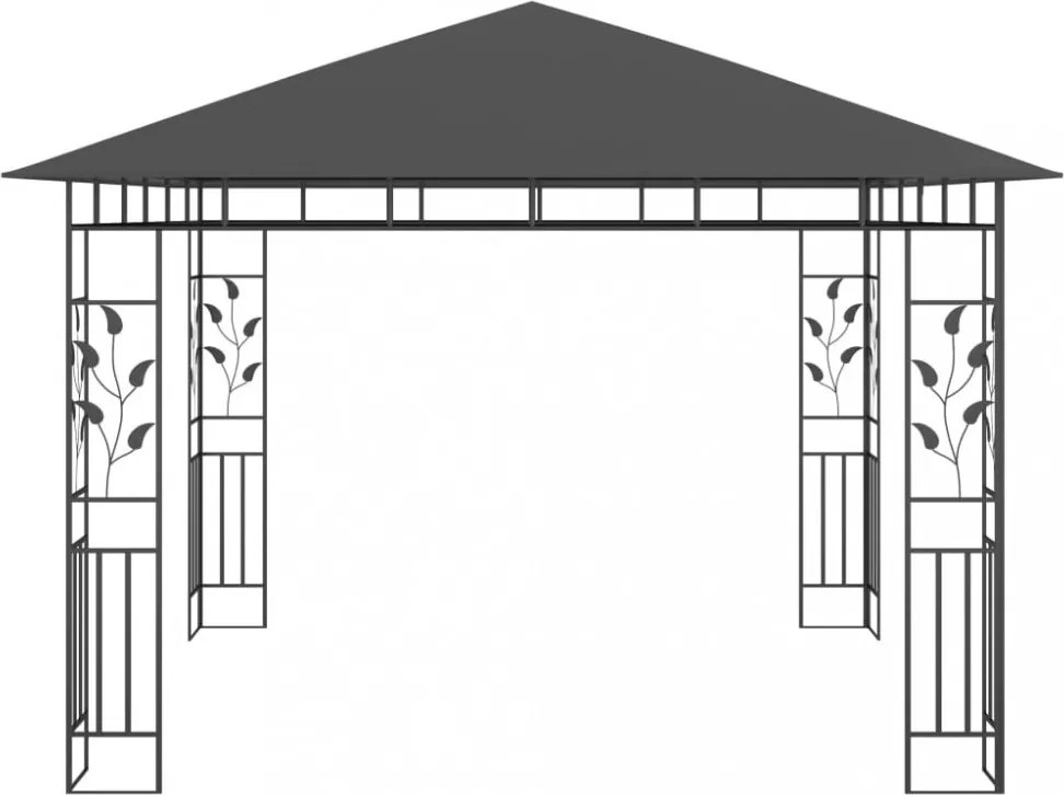 vidaXL antracitszürke pavilon szúnyoghálóval 3 x 3 x 2,73 m 180 g/m²