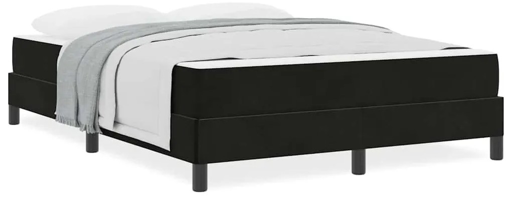 Boxspring ágy matraccal matracmal Fekete 140 x 200 cm Bársony