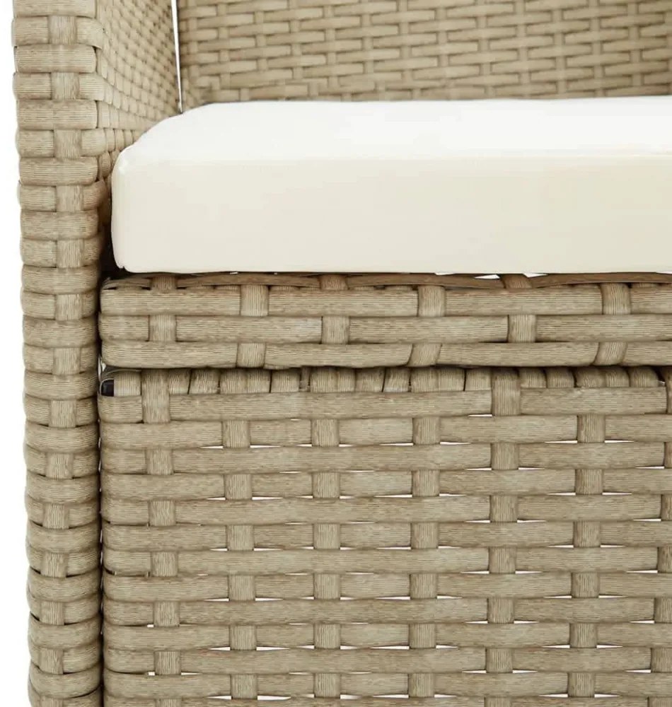 5 részes bézs polyrattan kerti étkezőgarnitúra párnákkal