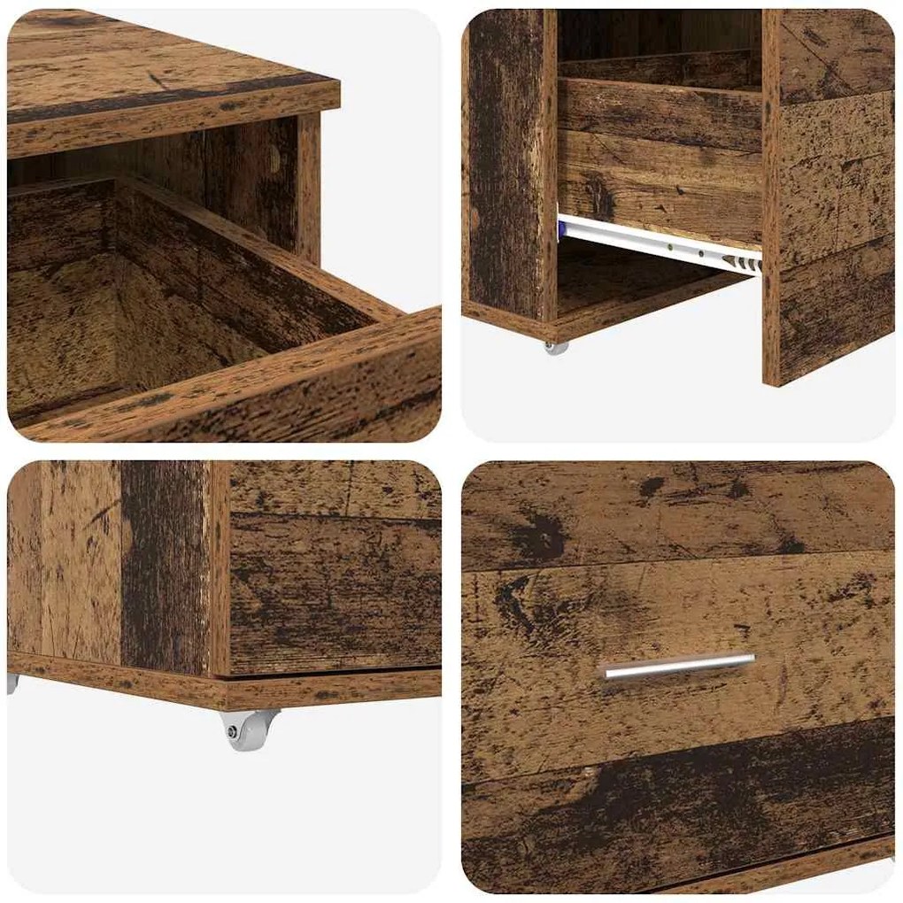 Asztal fiókkal polcokkal Régi fa 131.5 x 50 x 106.5 cm Faanyag