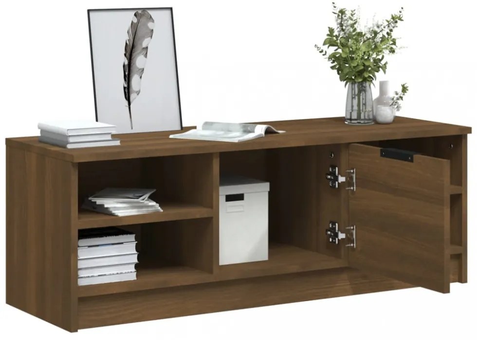 barna tölgyszínű szerelt fa TV-szekrény 102 x 35,5 x 36,5 cm