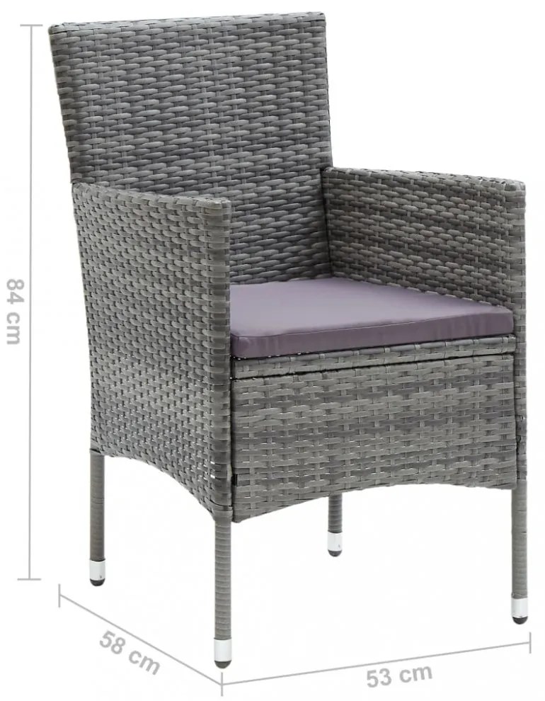 4 db szürke kerti polyrattan étkezőszék