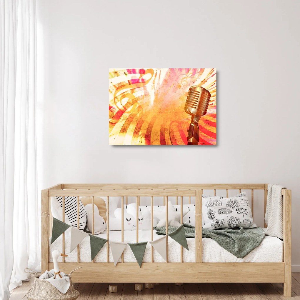 Kép - Retro mikrofon (üvegen) (70x50 cm)