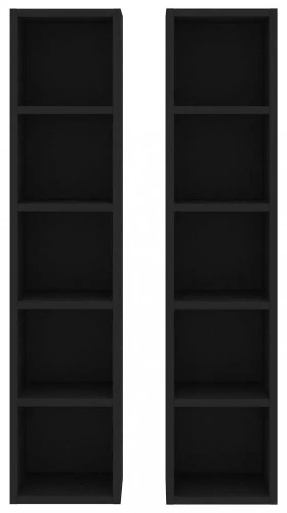 2 db fekete forgácslap CD-tartó szekrény 21 x 16 x 93,5 cm