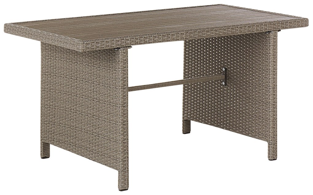 Ötszemélyes rattan sarok ülőgarnitúra szürke párnákkal BARDI Beliani