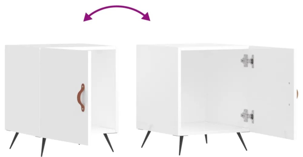 vidaXL magasfényű fehér szerelt fa éjjeliszekrény 40 x 40 x 50 cm