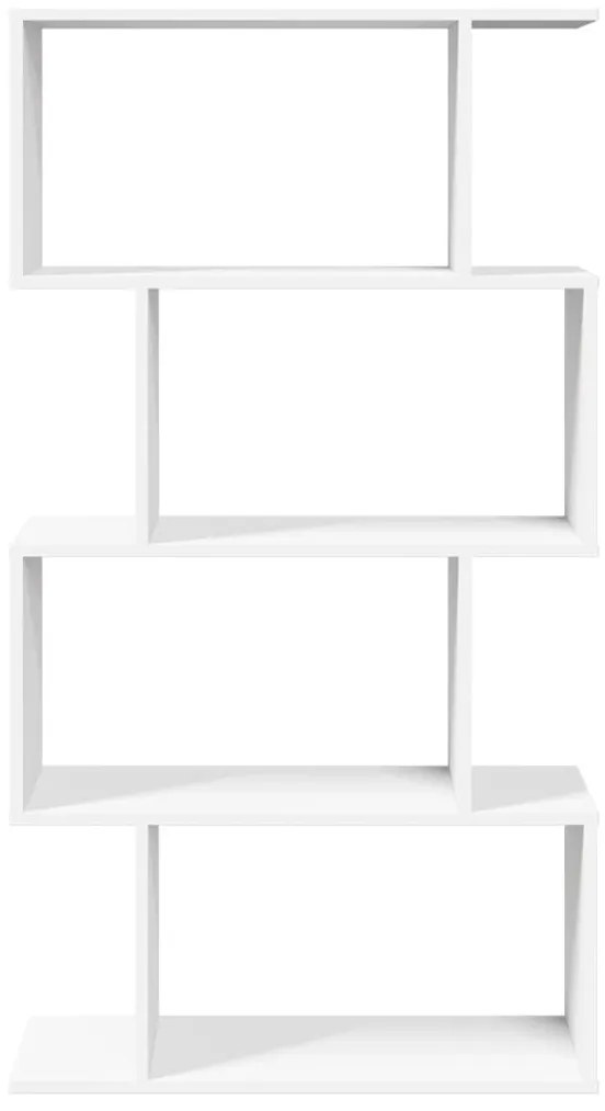 4 szintes fehér szerelt fa elválasztó könyvespolc 70x24x129 cm