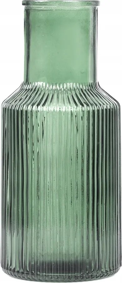 Tolle üveg váza bordázott zöld 10x22 cm Homla