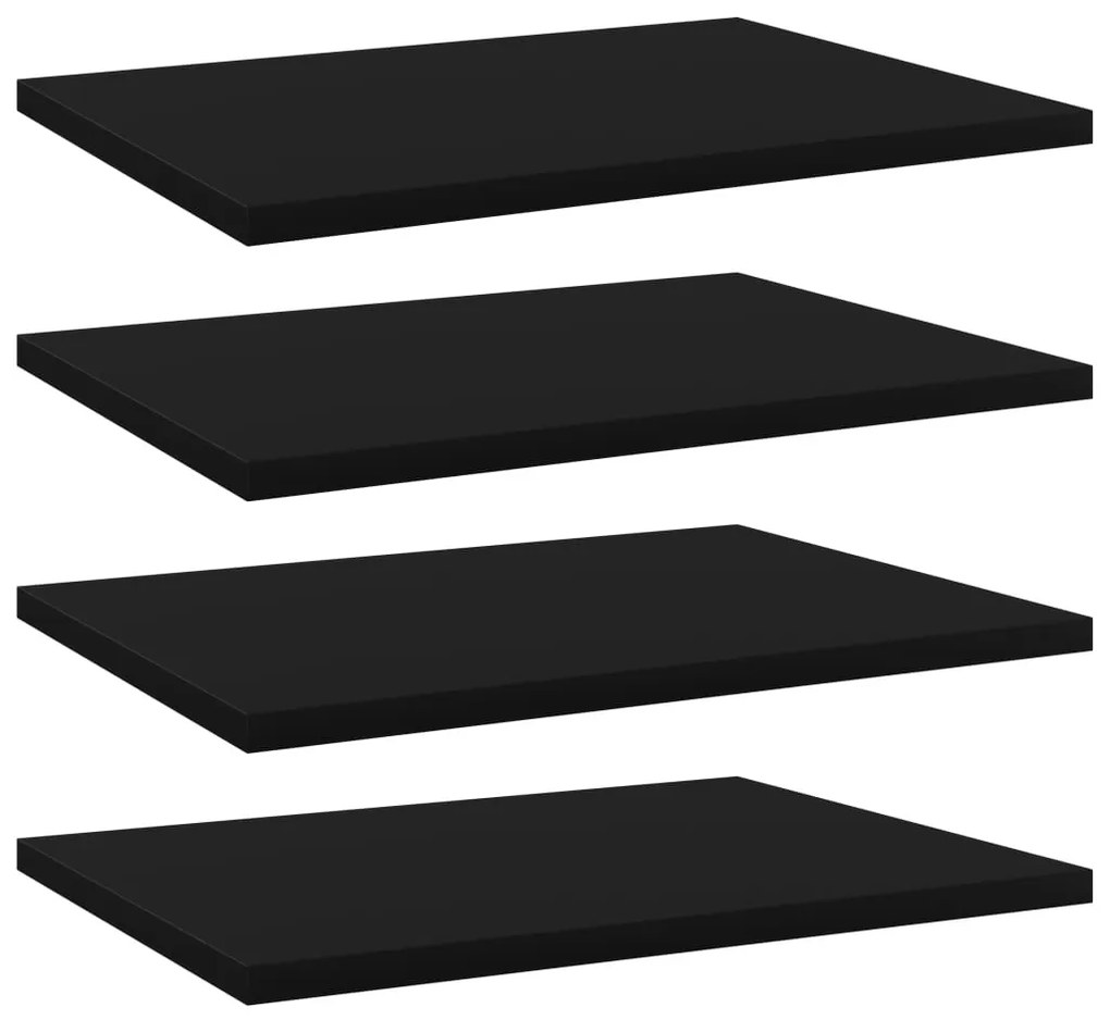 4 db fekete szerelt fa könyvespolc 40 x 30 x 1,5 cm