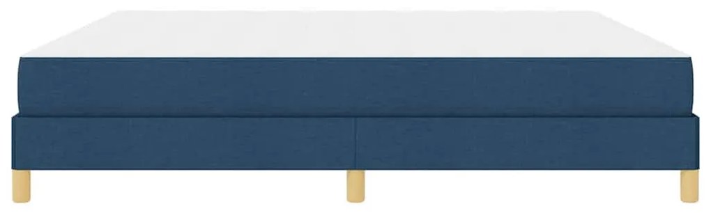 Boxrugós ágy Kék és Barna 200 x 200 cm Textil és mérnöki fa