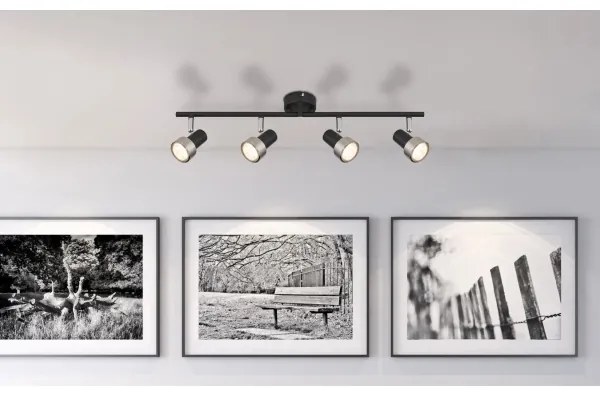 Globo 57917-4N - Spotlámpa MASON 4xGU10/25W/230V fekete/ezüst