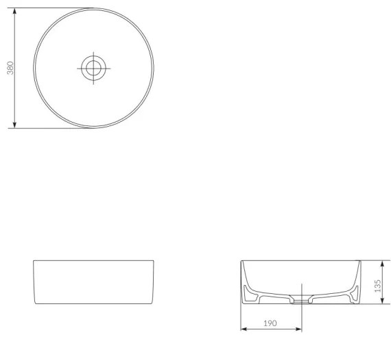 Cersanit K114-020 CREA 38 cm kerámia mosdó, fényes fehér, pultba szerelhető
