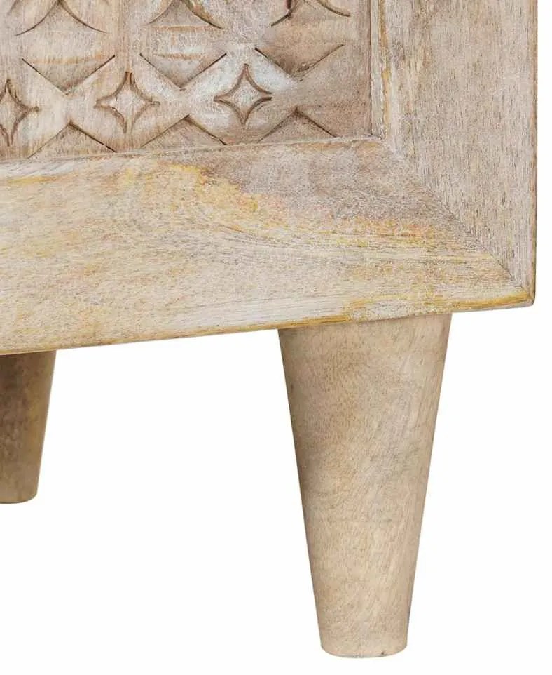 TV szekrény polcokkal Fehér 80 x 33 x 46 cm tömör mangófa