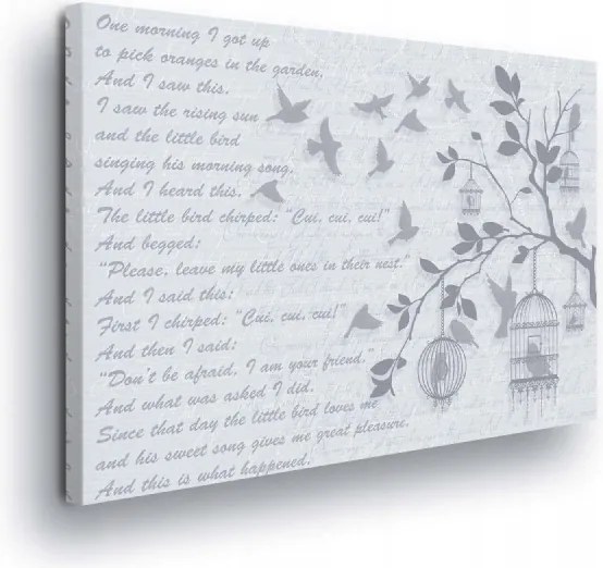 Vászonkép 100x75 Madarak fa ág repülés ének melankólia nyugalom elegancia