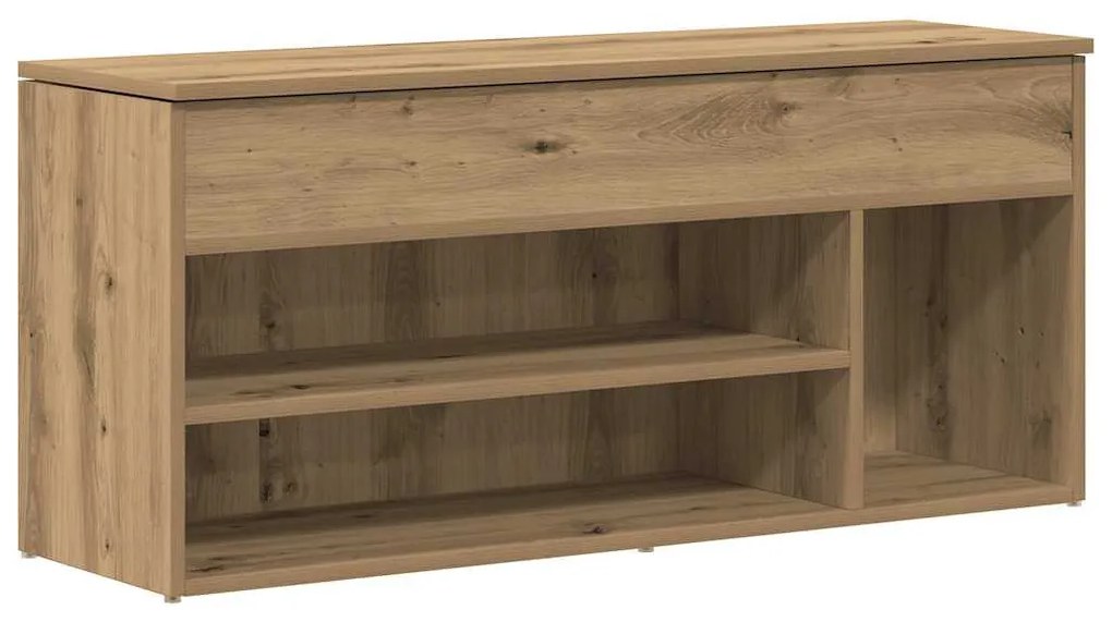 kézműves tölgy színű szerelt fa cipőtároló pad 102x30,5x45 cm
