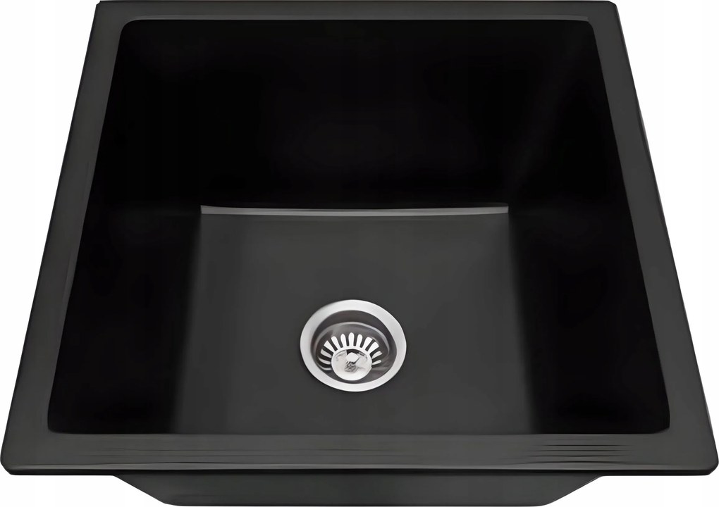 Gránit mosogató 45x45 cm Fekete szifonnal