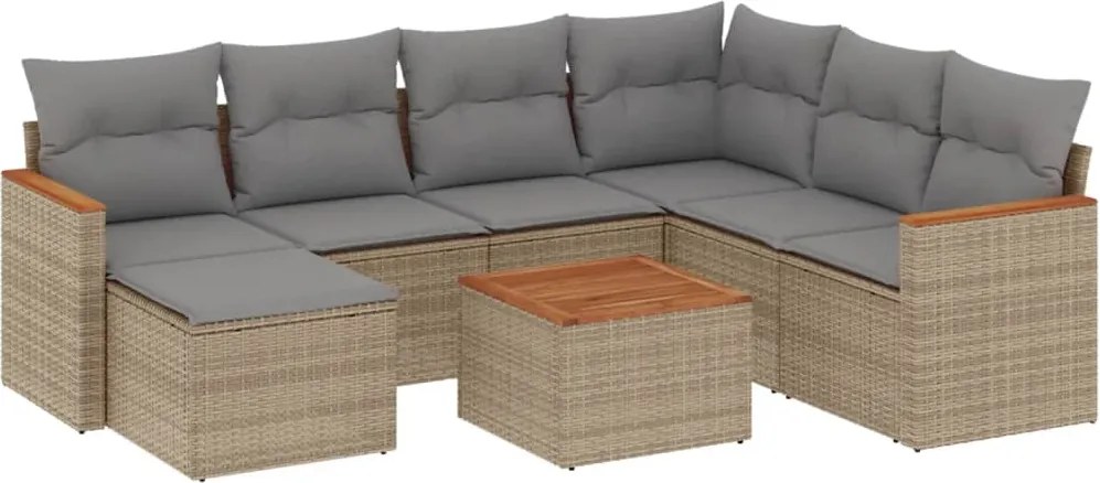vidaXL 8 részes vegyes bézs polyrattan kerti ülőgarnitúra párnákkal