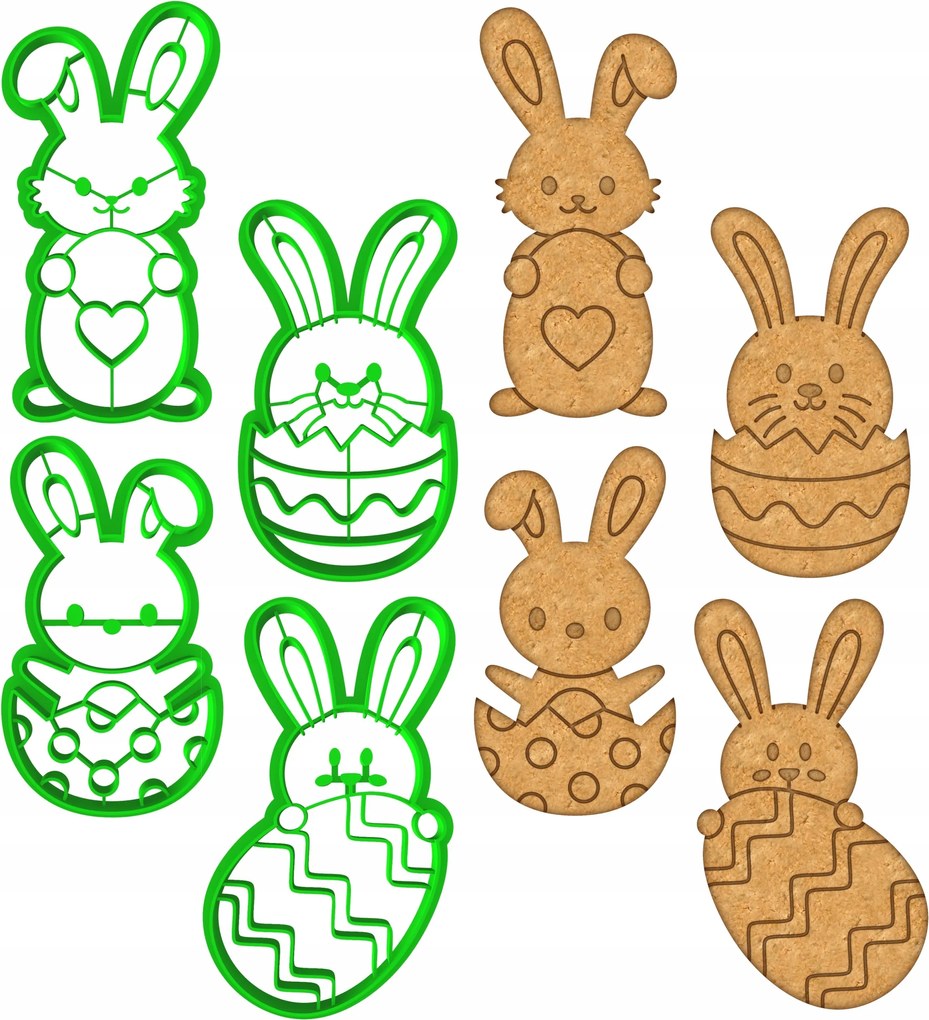 4x Húsvéti mézeskalács formák Húsvéti nyuszi szett XL 4db