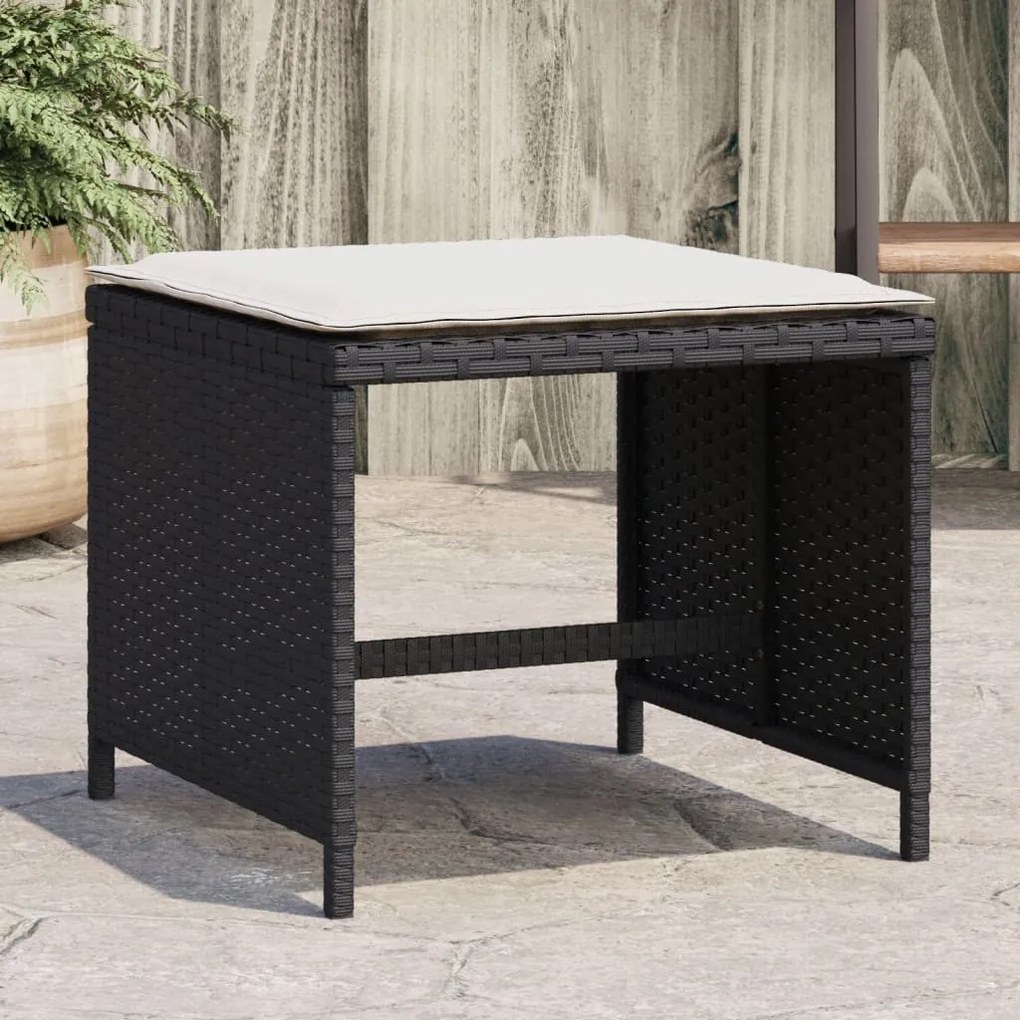 4 db fekete polyrattan kerti szék párnával 41 x 41 x 36 cm