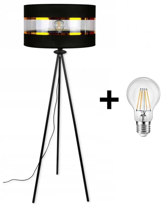 Glimex Abazur állólámpa fekete 1x E27 + ajándék LED izzó